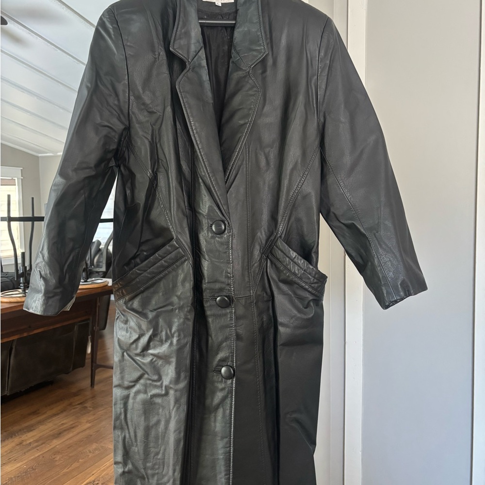 Women's Black Leather Coat